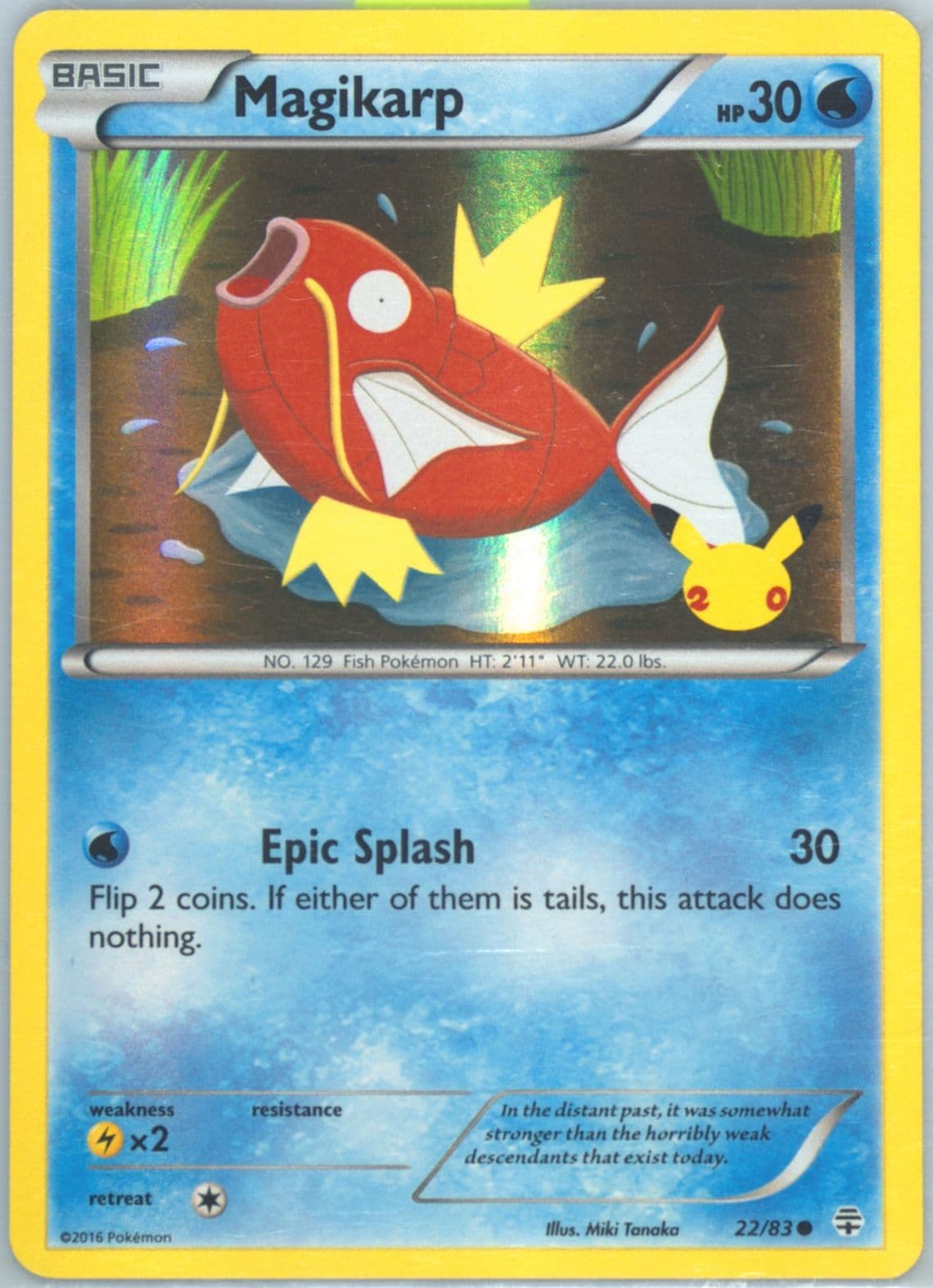 Magikarp Holofoil-20th (22) 2016 Pokemon XY Generations
