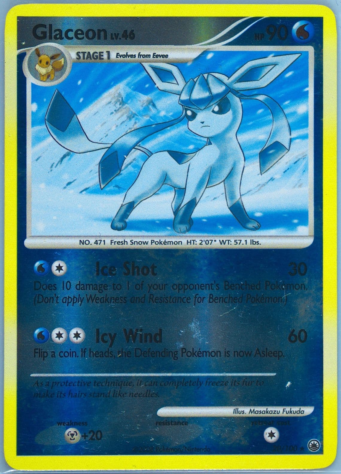 Glaceon-Reverse Foil (20) 2008 Pokemon Diamond & Pearl Majestic Dawn