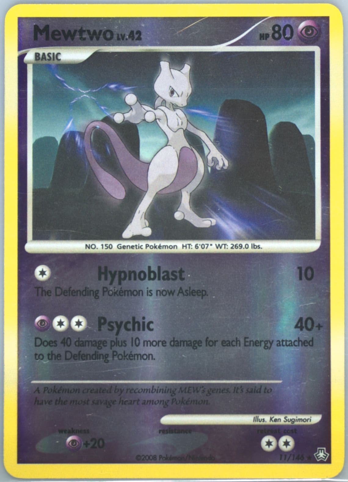 Mewtwo-Reverse Foil (11) 2008 Pokemon Diamond & Pearl Legends Awakened