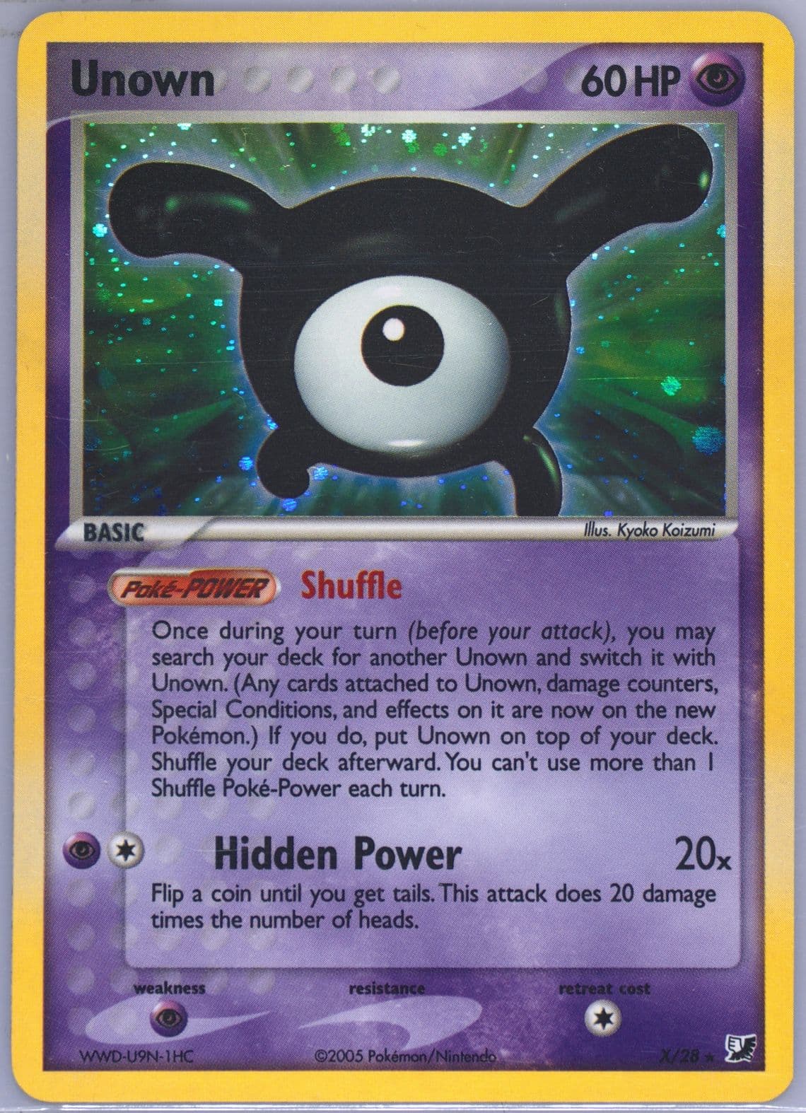 Unown-Holo (X/28) 2005 Pokemon EX Unseen Forces