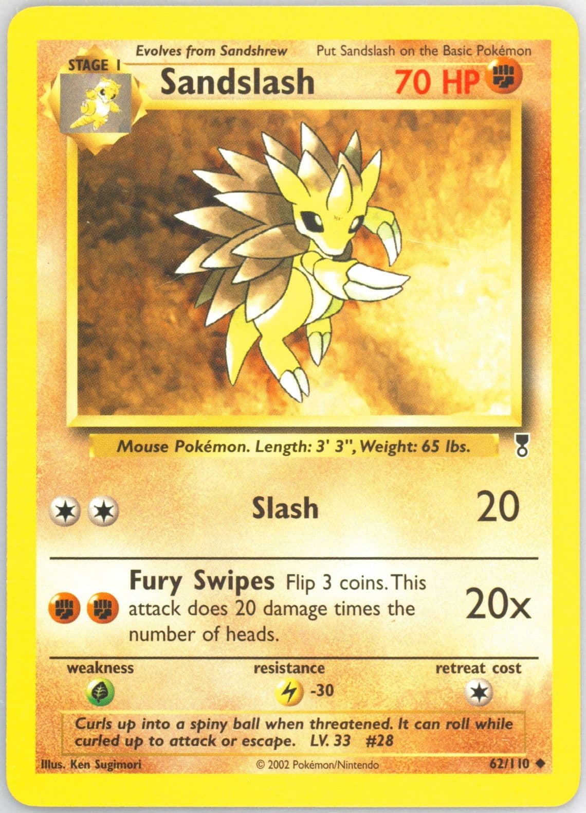 Sandslash (62) 2002 Pokemon Legendary Collection