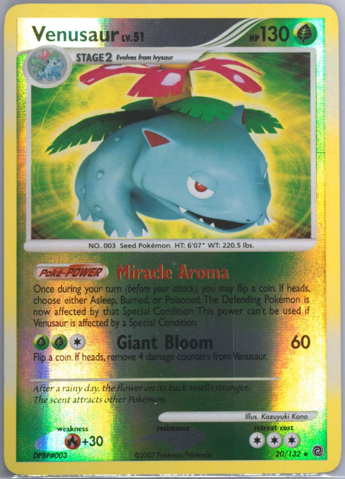 Venusaur-Reverse Foil (20) 2007 Pokemon Diamond & Pearl Secret Wonders