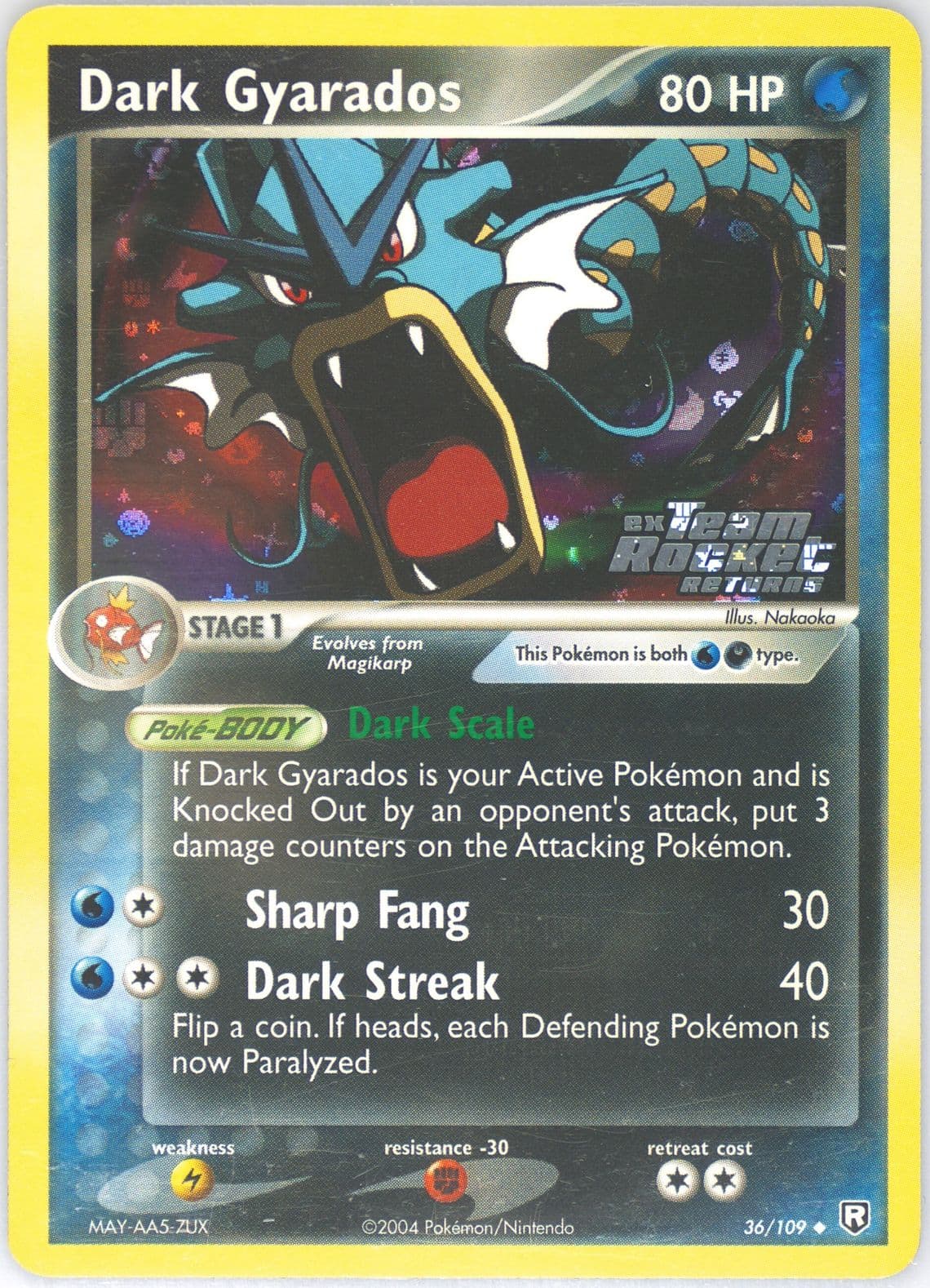 Dark Gyarados-Reverse Foil (36) 2004 Pokemon EX Team Rocket Returns