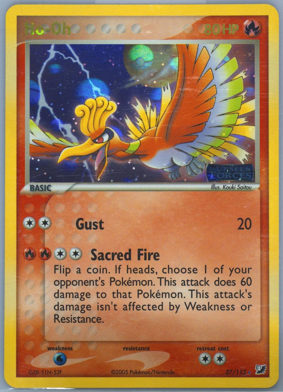 HO-Oh-Reverse Foil (27) 2005 Pokemon EX Unseen Forces