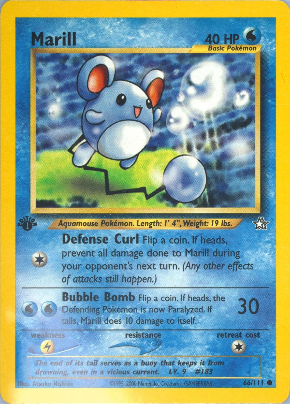 Marill (66) 2000 Pokemon Neo Genesis 1st Edition