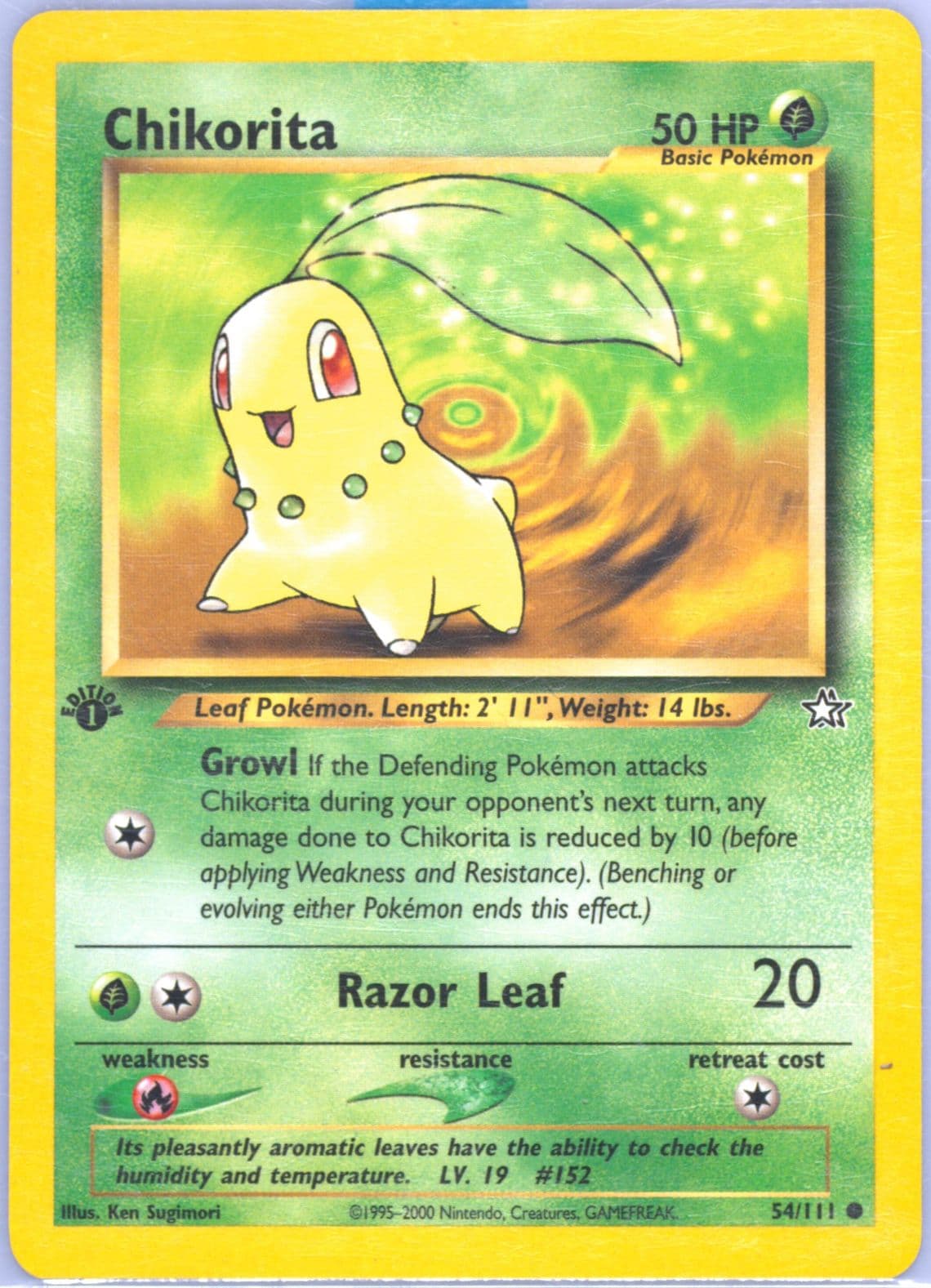 Chikorita (54) 2000 Pokemon Neo Genesis 1st Edition