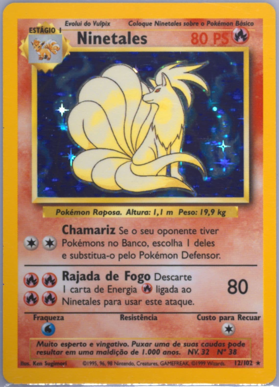 Ninetales-Holo (12) 1999 Pokemon Portuguese