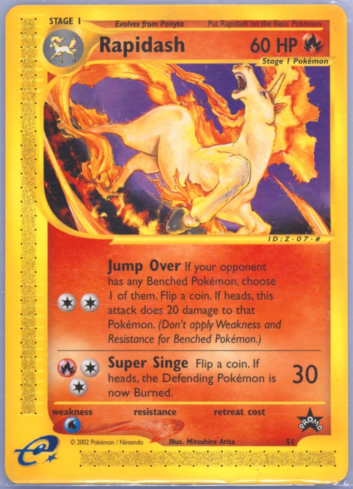 Rapidash Black Star-No Pokemon Center NY (51) 2002 Pokemon Game Promo