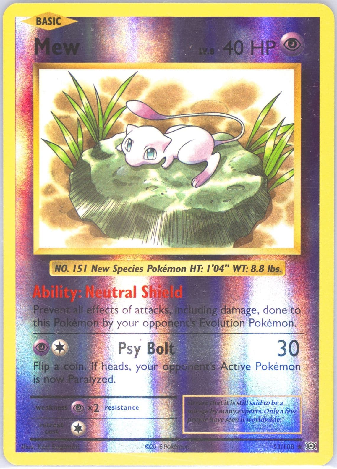 Mew-Reverse Foil (53) 2016 Pokemon XY Evolutions
