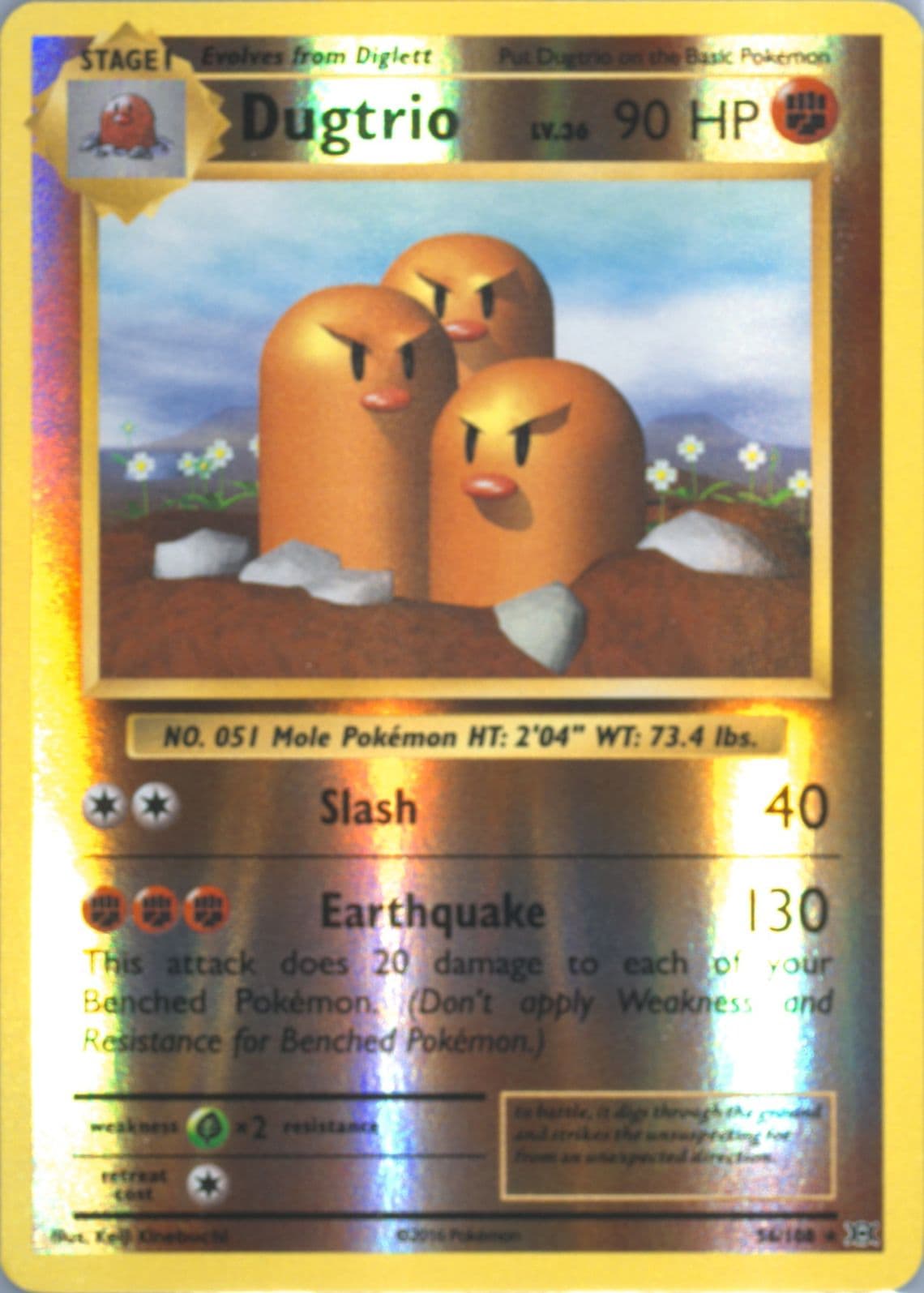 Dugtrio-Reverse Foil (56) 2016 Pokemon XY Evolutions