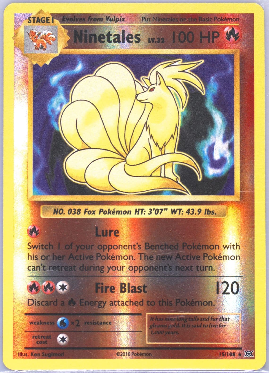 Ninetales-Reverse Foil (15) 2016 Pokemon XY Evolutions
