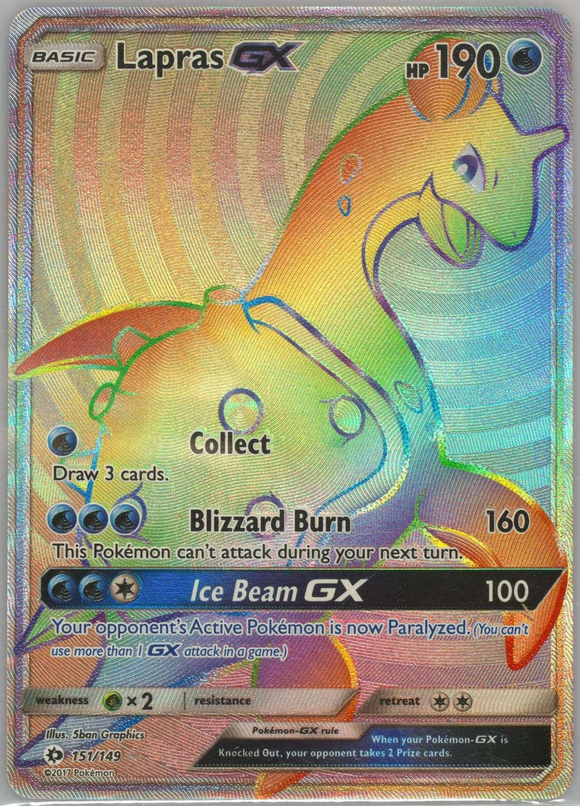 Full Art/Lapras GX Secret (151) 2017 Pokemon Sun & Moon