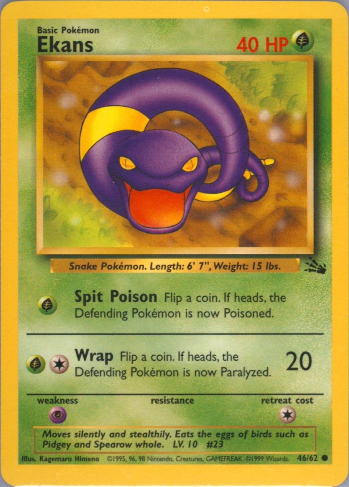 Ekans (46) 1999 Pokemon Fossil