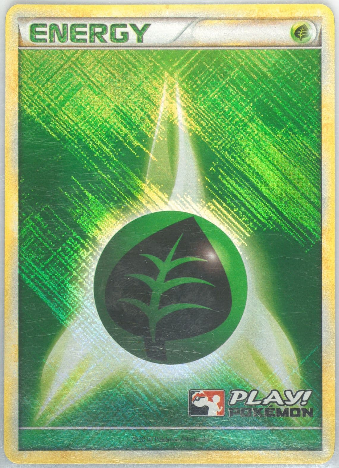 Grass Energy-Holo Crosshatch-Play! Pokemon 2010 Pokemon League Play! Promo