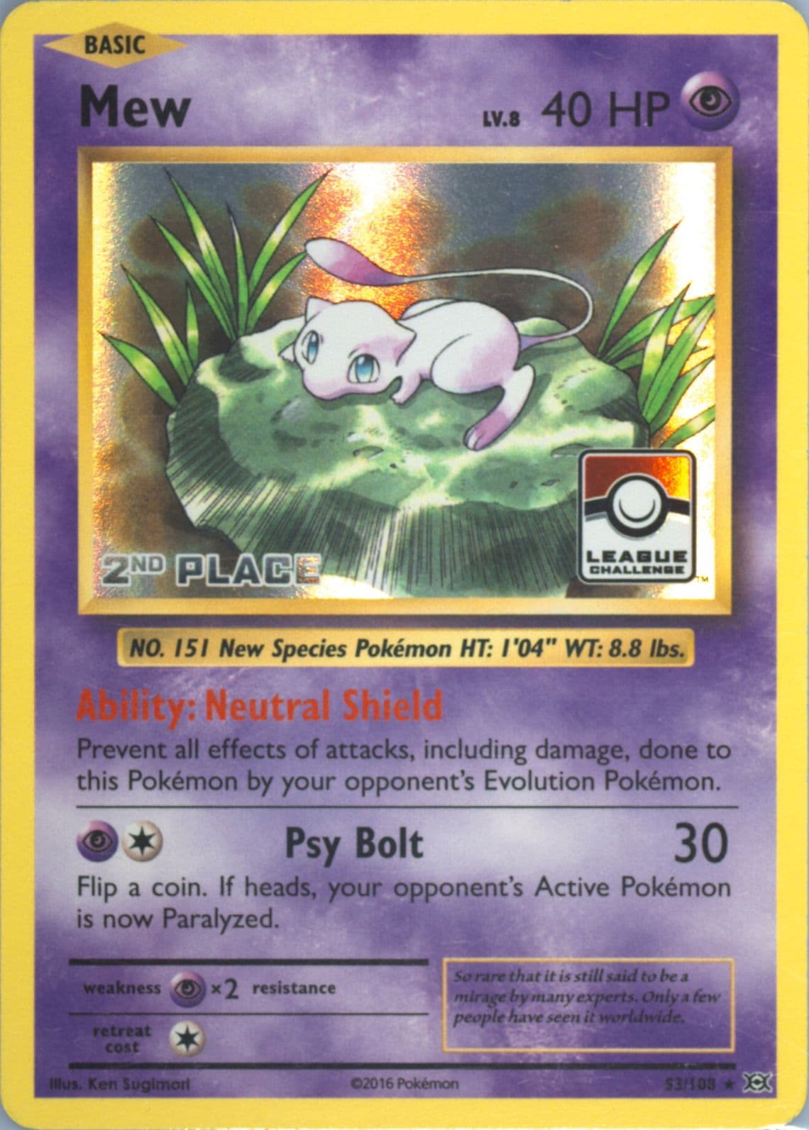 Mew-Holo 2nd Place Pokemon League (53) 2016 Pokemon XY Evolutions