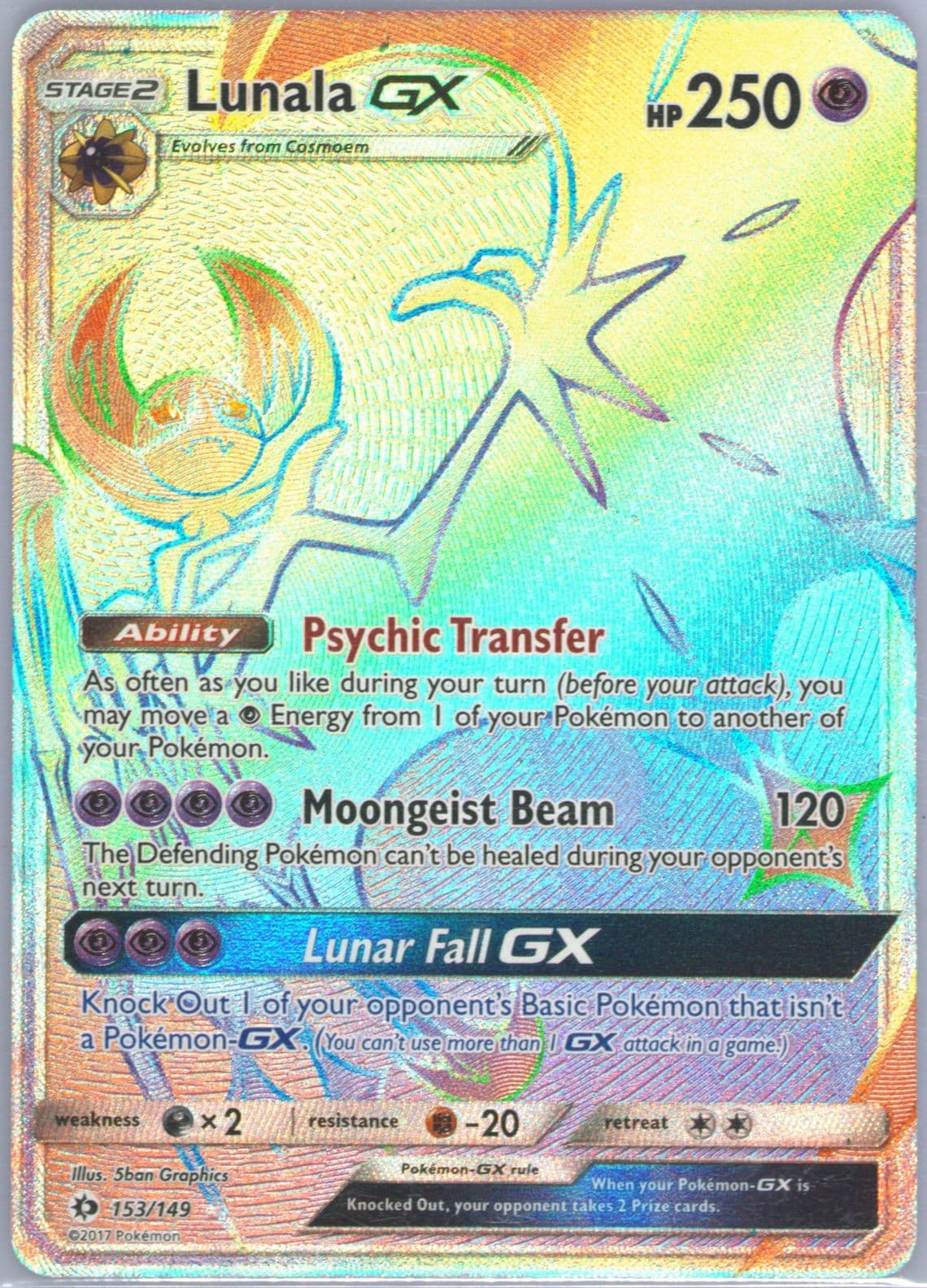 Full Art/Lunala GX Secret (153) 2017 Pokemon Sun & Moon
