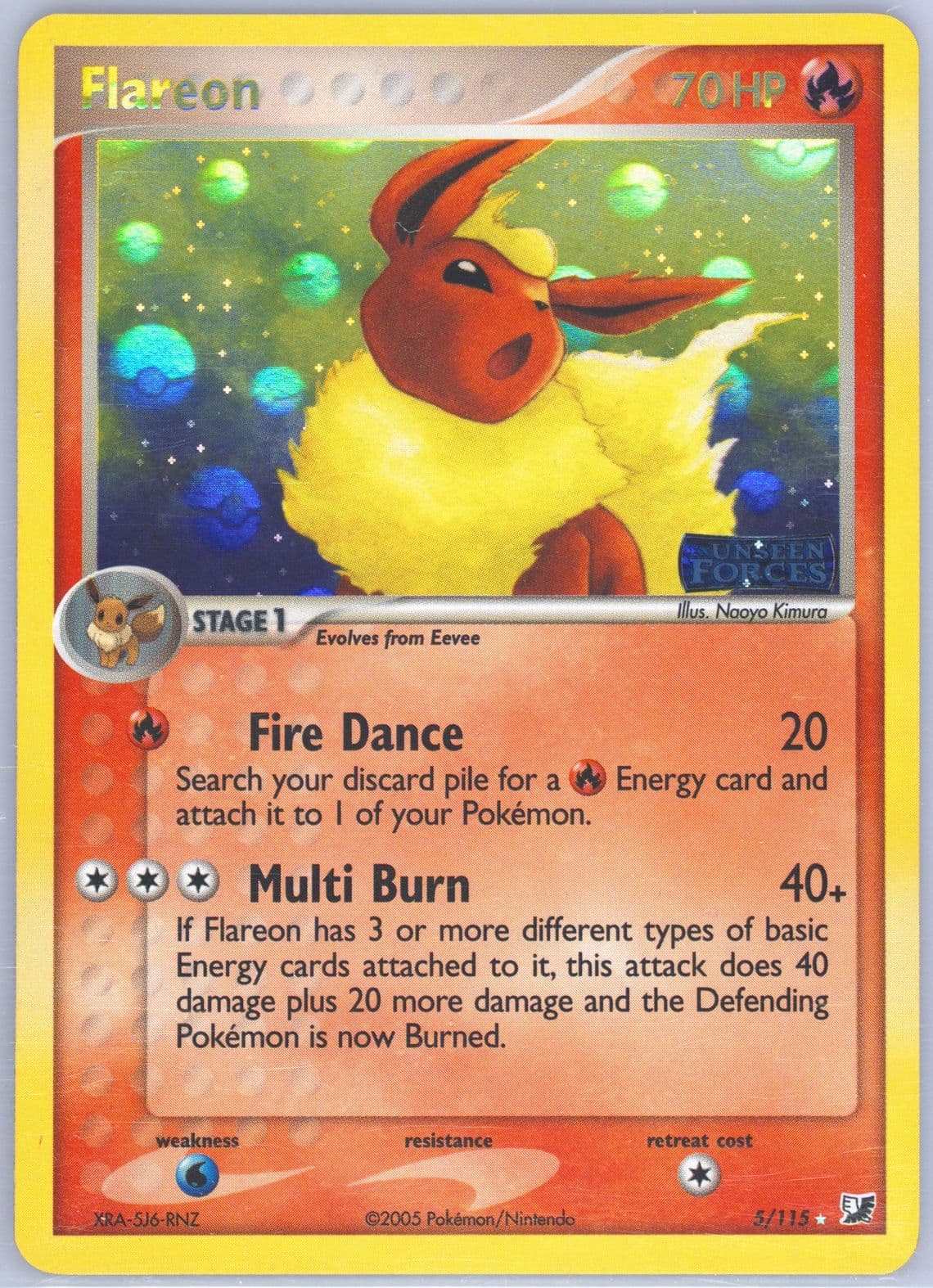 Flareon-Reverse Foil (5) 2005 Pokemon EX Unseen Forces