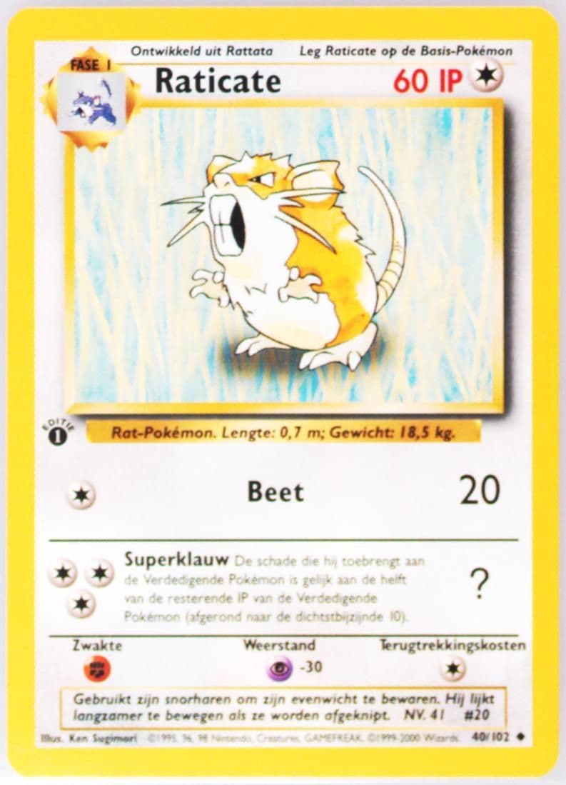Raticate 1st Edition (40) 1999 Pokemon Dutch