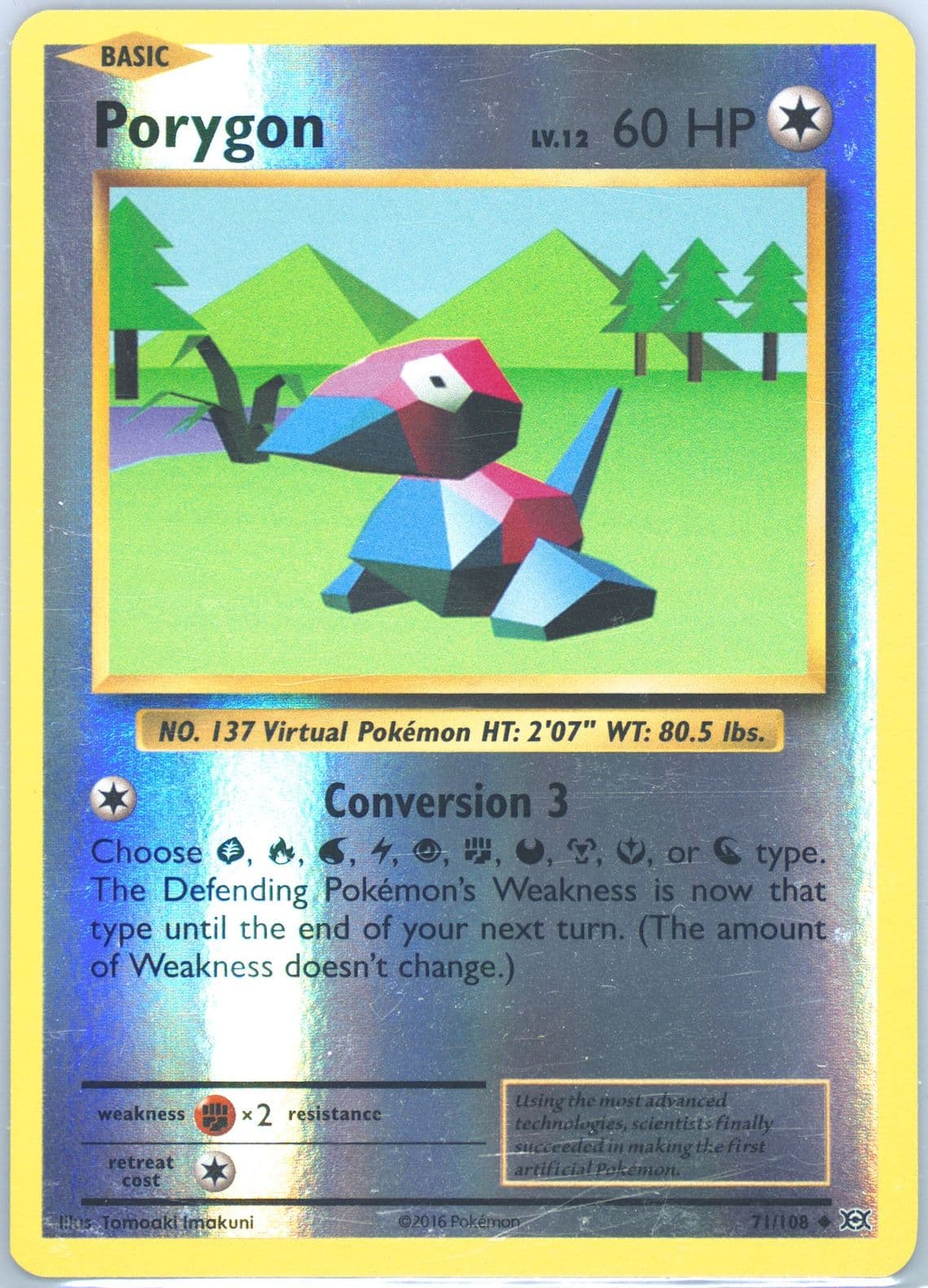 Porygon-Reverse Foil (71) 2016 Pokemon XY Evolutions