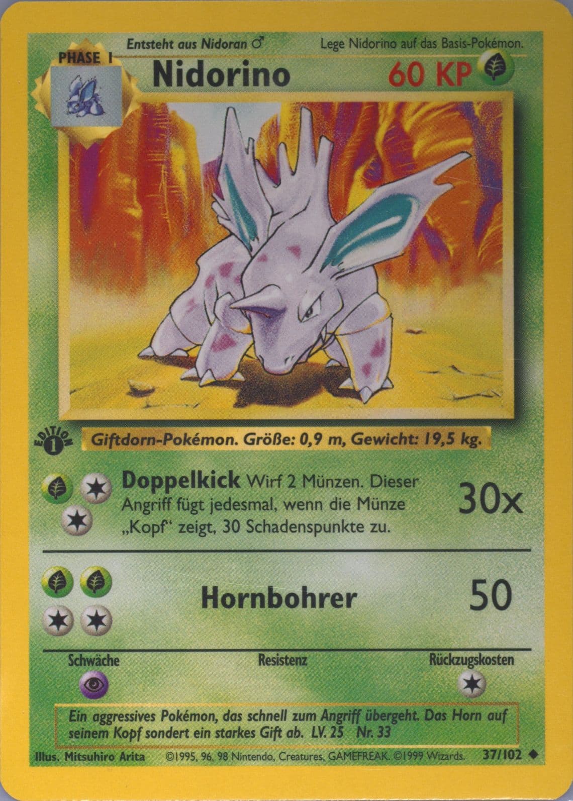 Nidorino 1st Edition (37) 1999 Pokemon German
