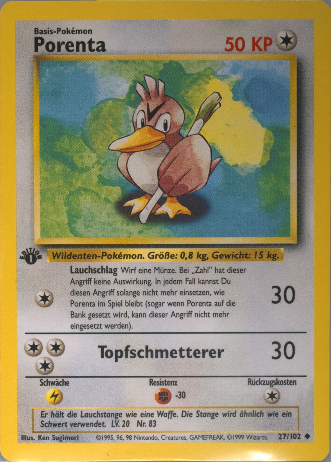Porenta 1st Edition (27) 1999 Pokemon German