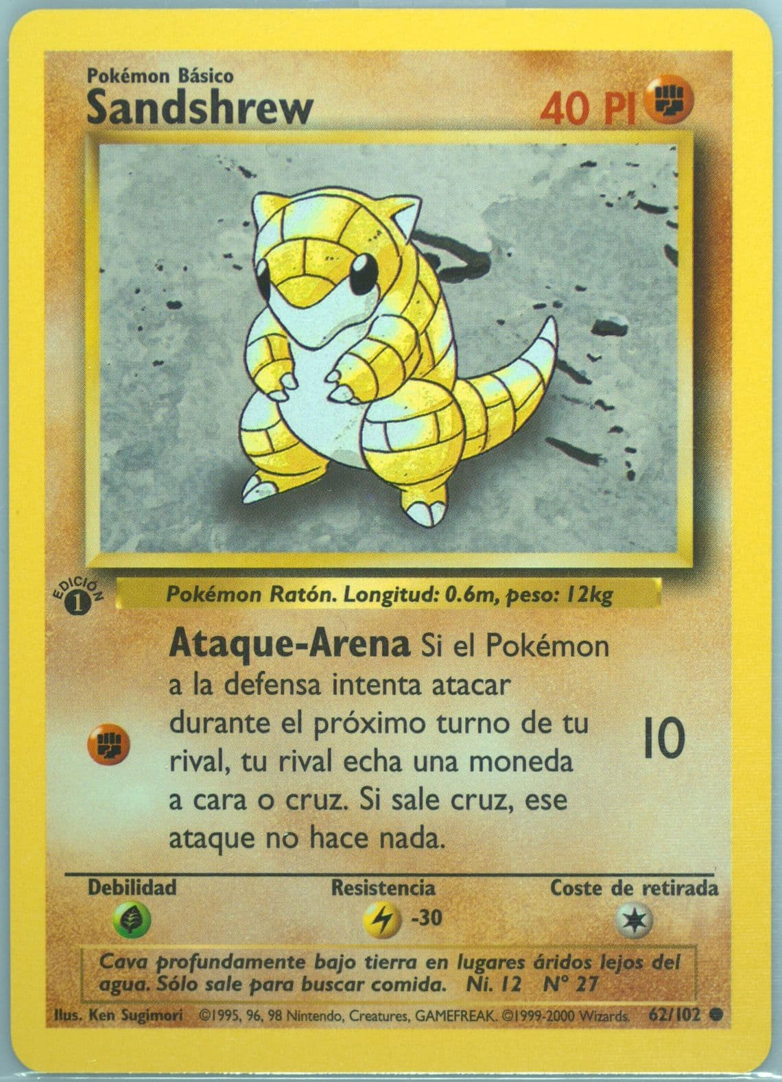 Sandshrew 1st Edition (62) 1999 Pokemon Spanish