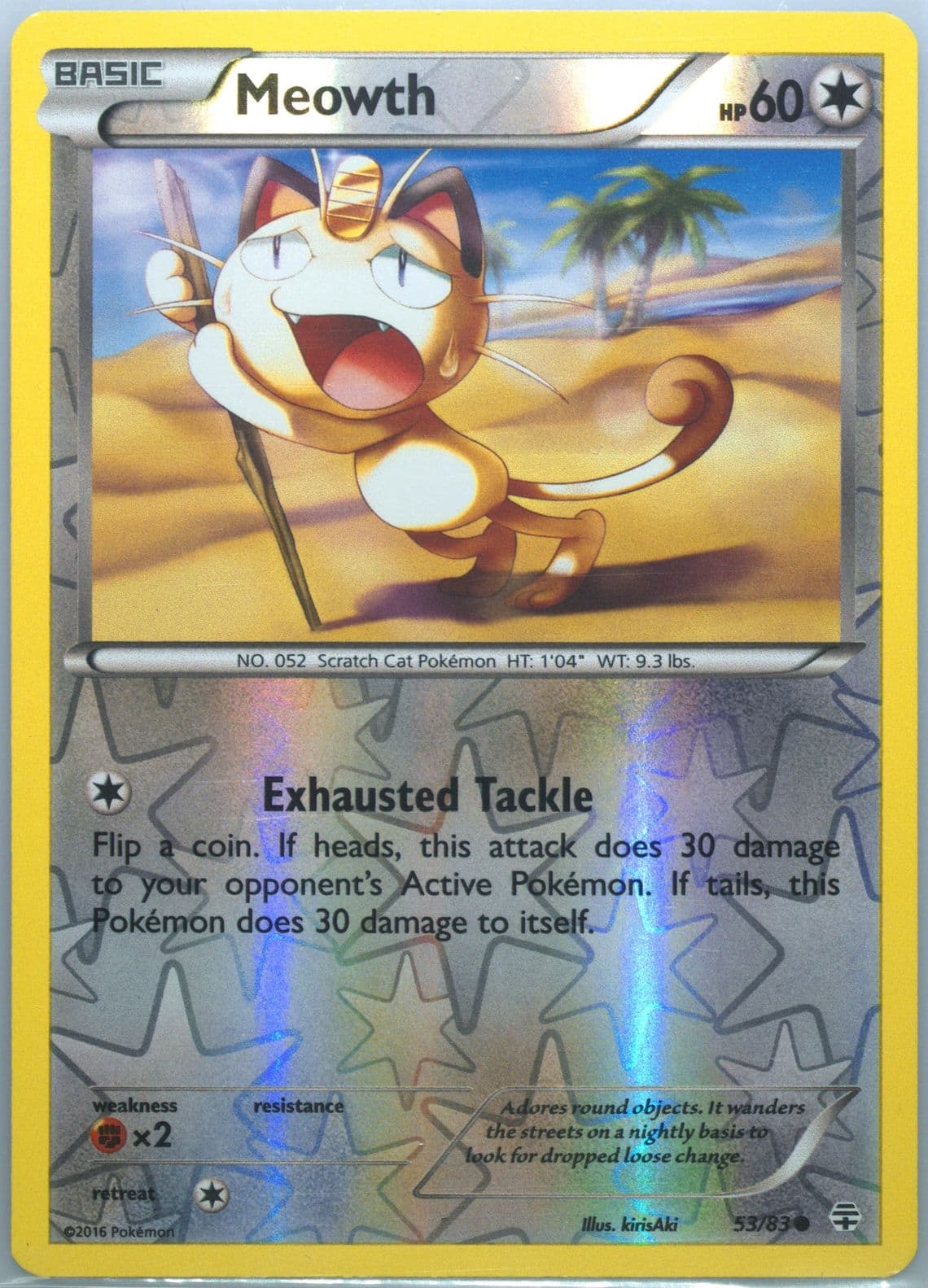 Meowth-Reverse Foil (53) 2016 Pokemon XY Generations