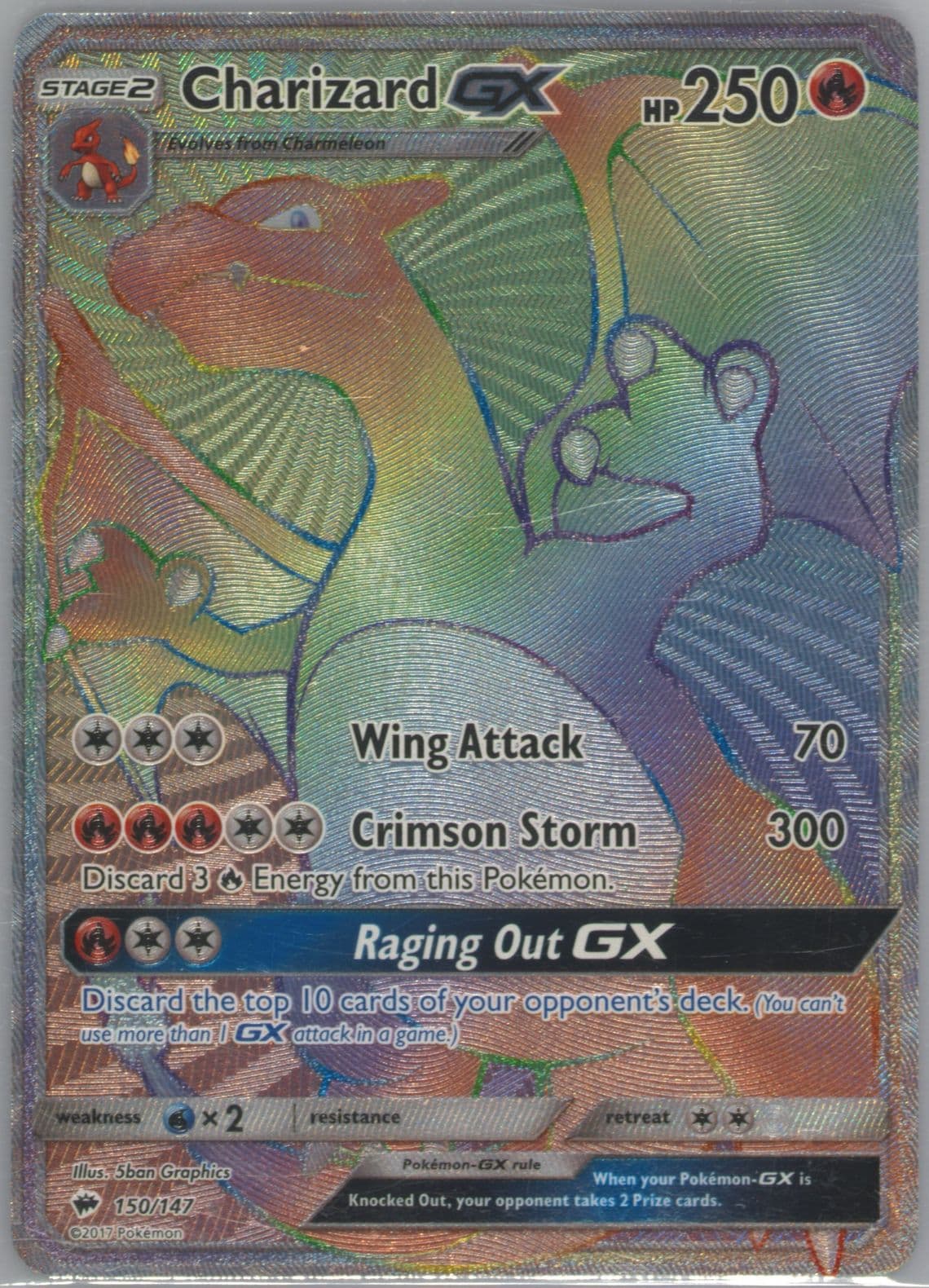 Full Art/Charizard GX Secret (150) 2017 Pokemon Sun & Moon Burning Shadows