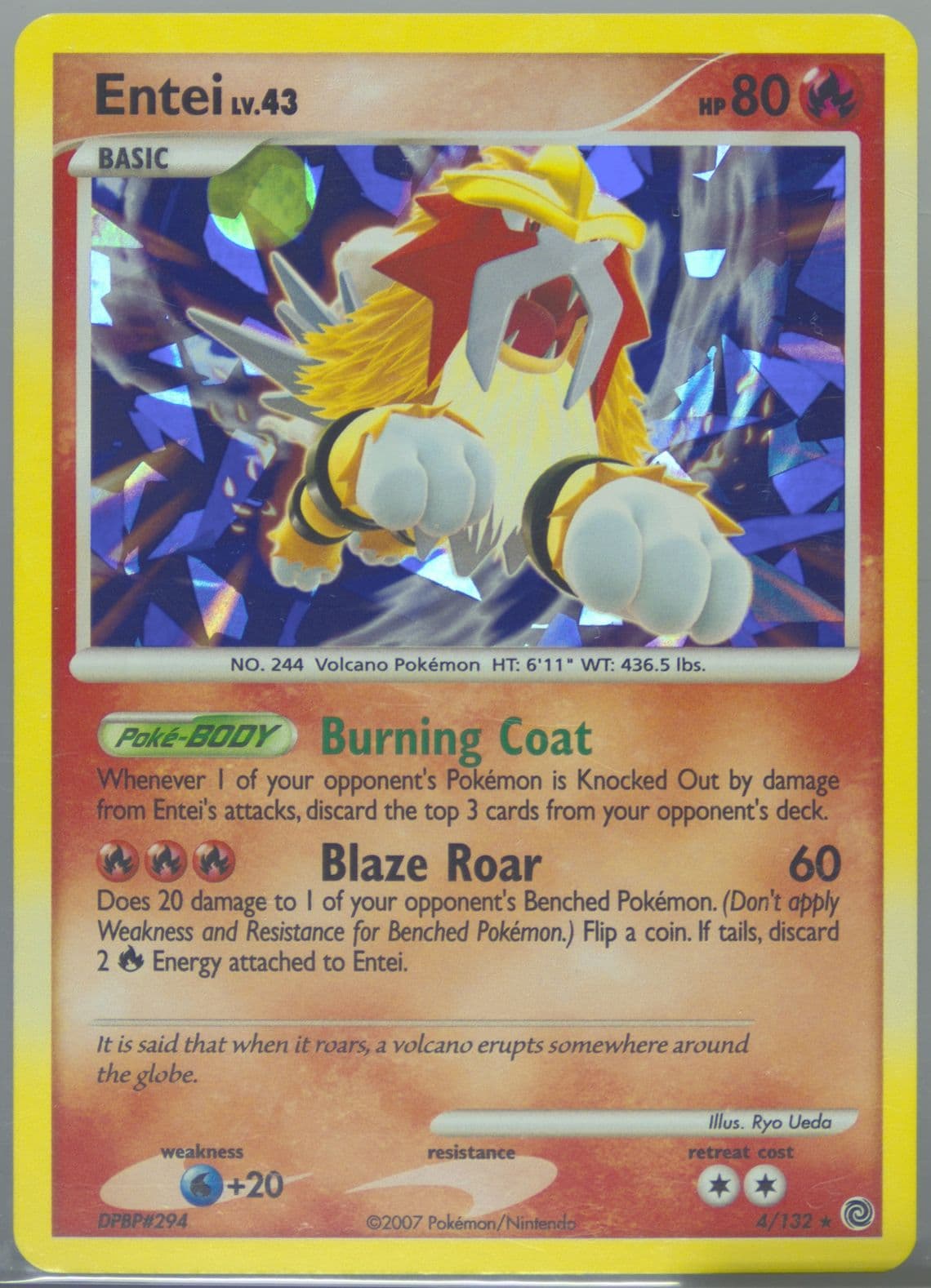 Entei-Holo Cracked Ice (4) 2007 Pokemon Diamond & Pearl Secret Wonders
