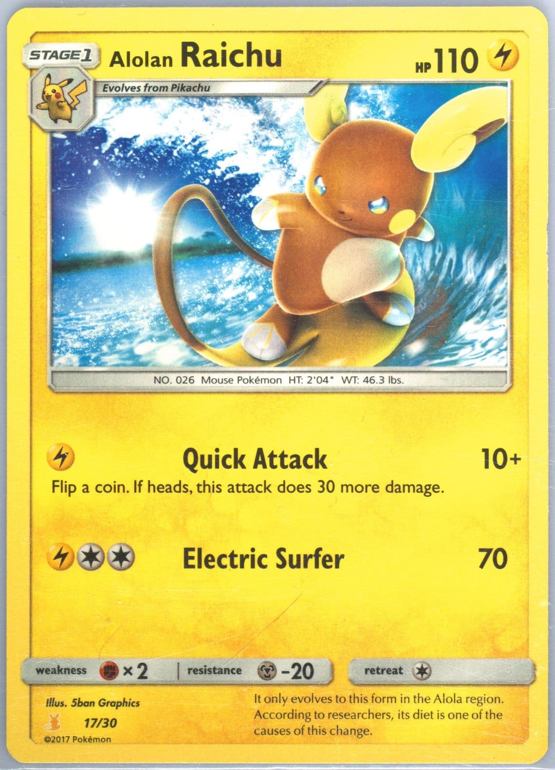Alolan Raichu (17) 2017 Pokemon Sun & Moon Trainer Kit Alolan Raichu Half Deck