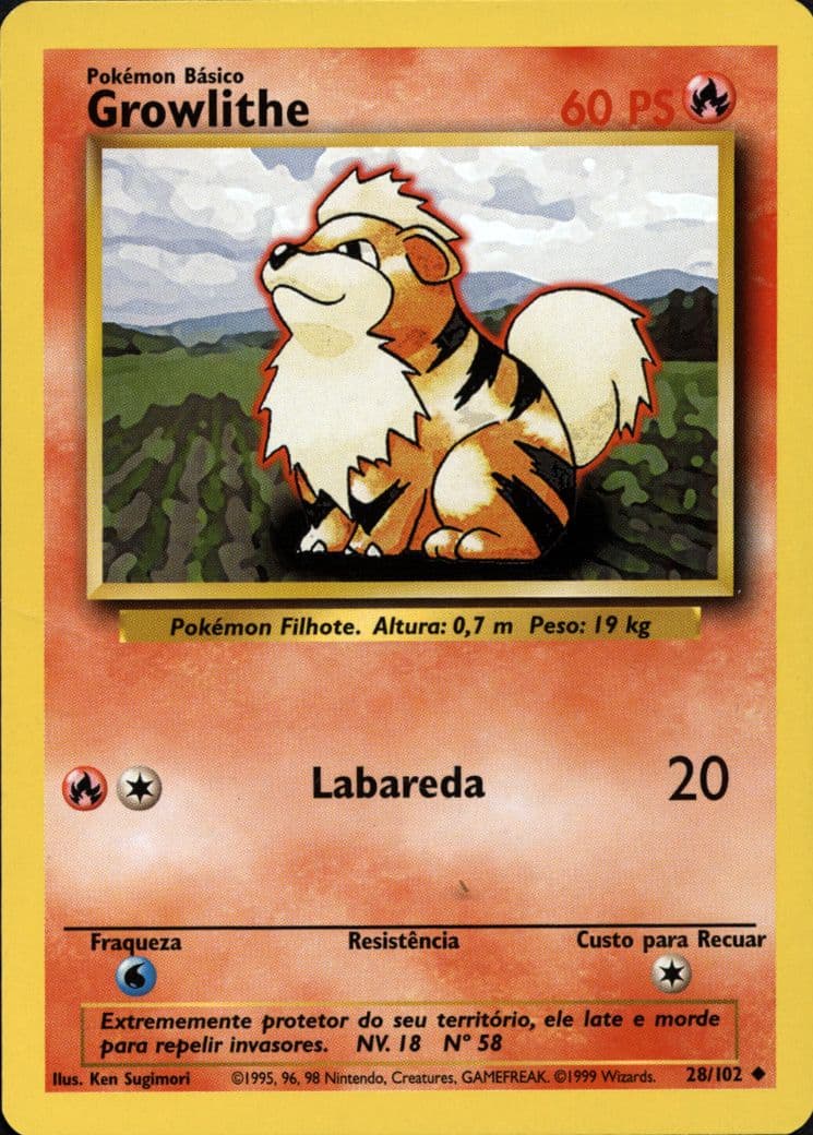 Growlithe (28) 1999 Pokemon Portuguese