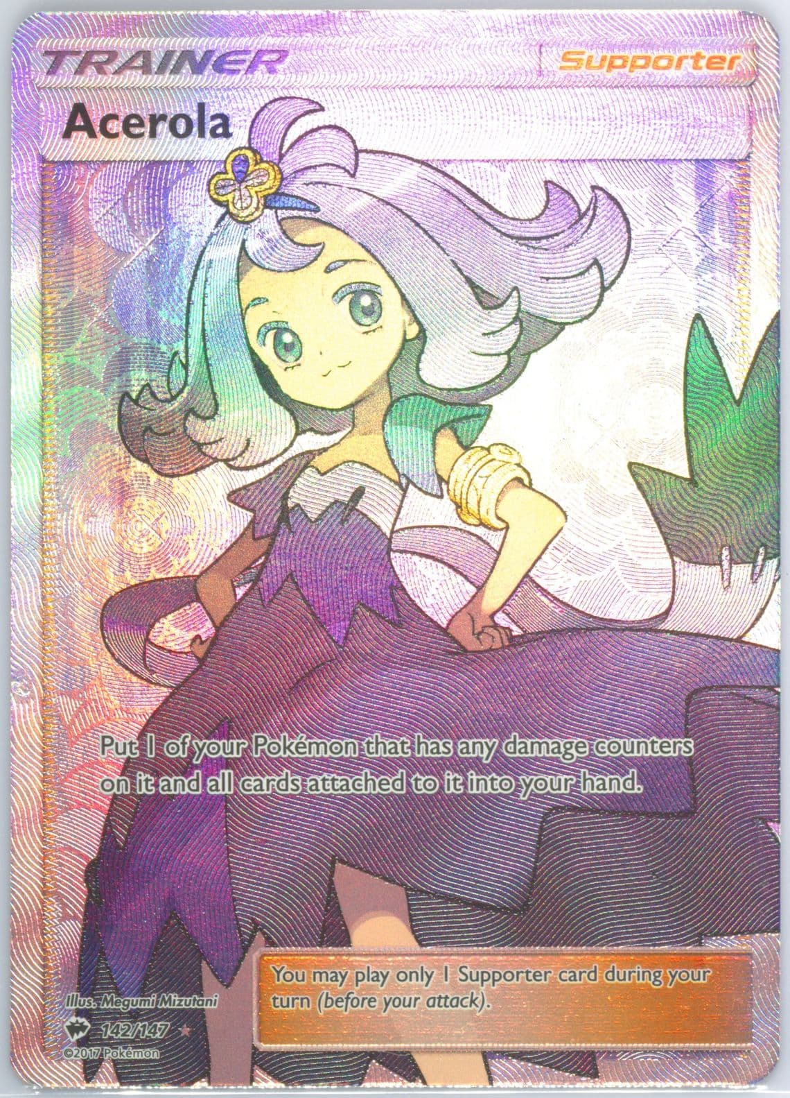 Full Art/Acerola (142) 2017 Pokemon Sun & Moon Burning Shadows