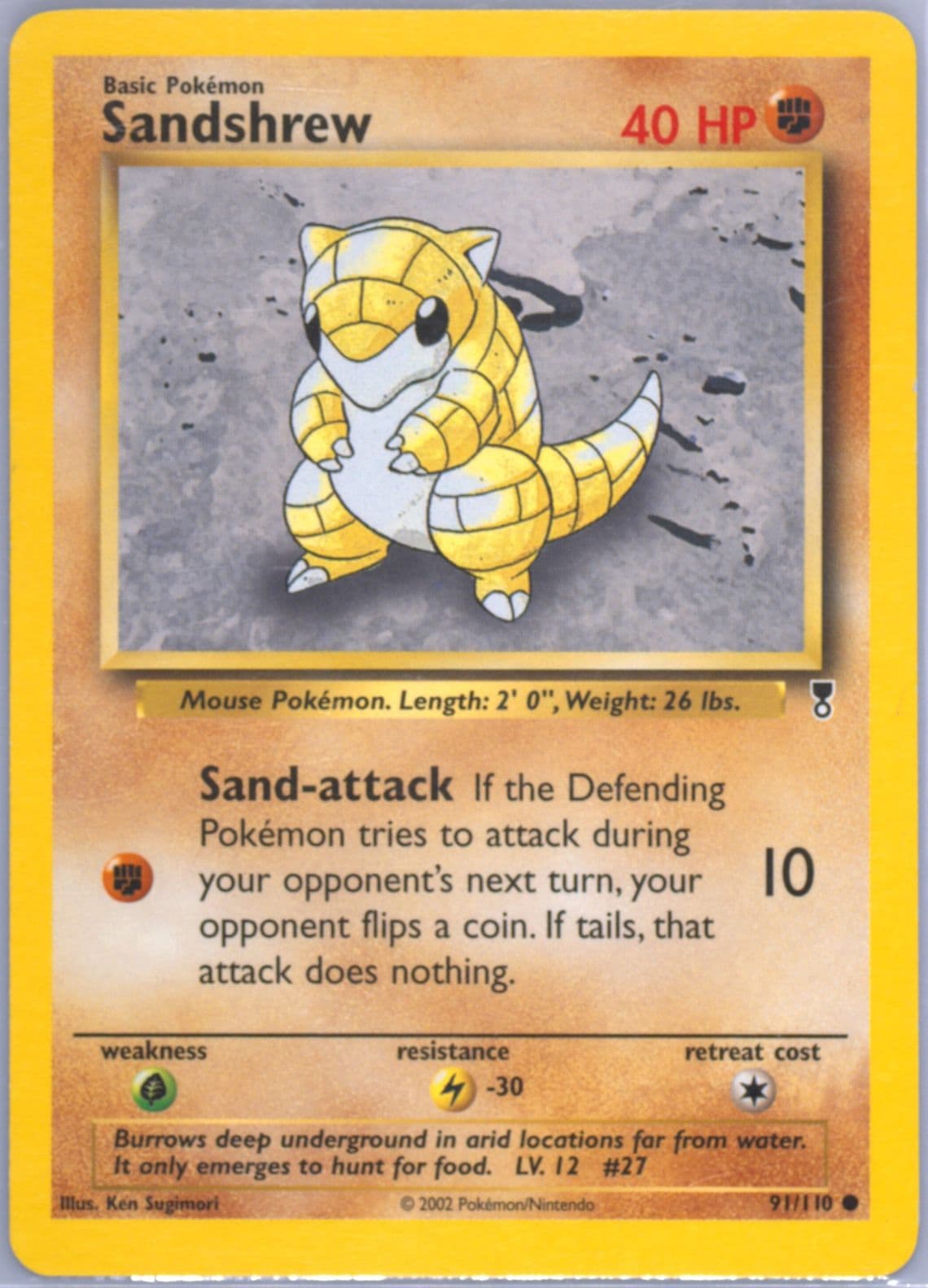 Sandshrew (91) 2002 Pokemon Legendary Collection