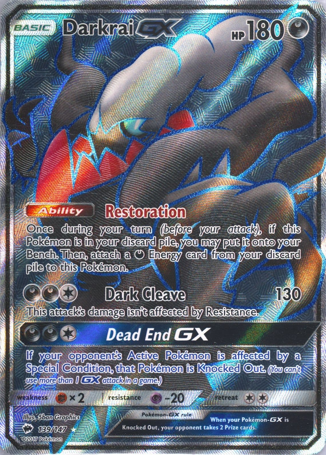 Full Art/Darkrai GX (139) 2017 Pokemon Sun & Moon Burning Shadows