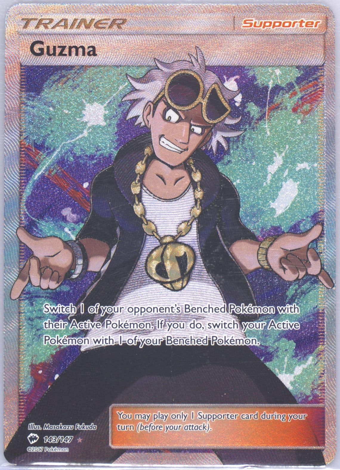 Full Art/Guzma (143) 2017 Pokemon Sun & Moon Burning Shadows