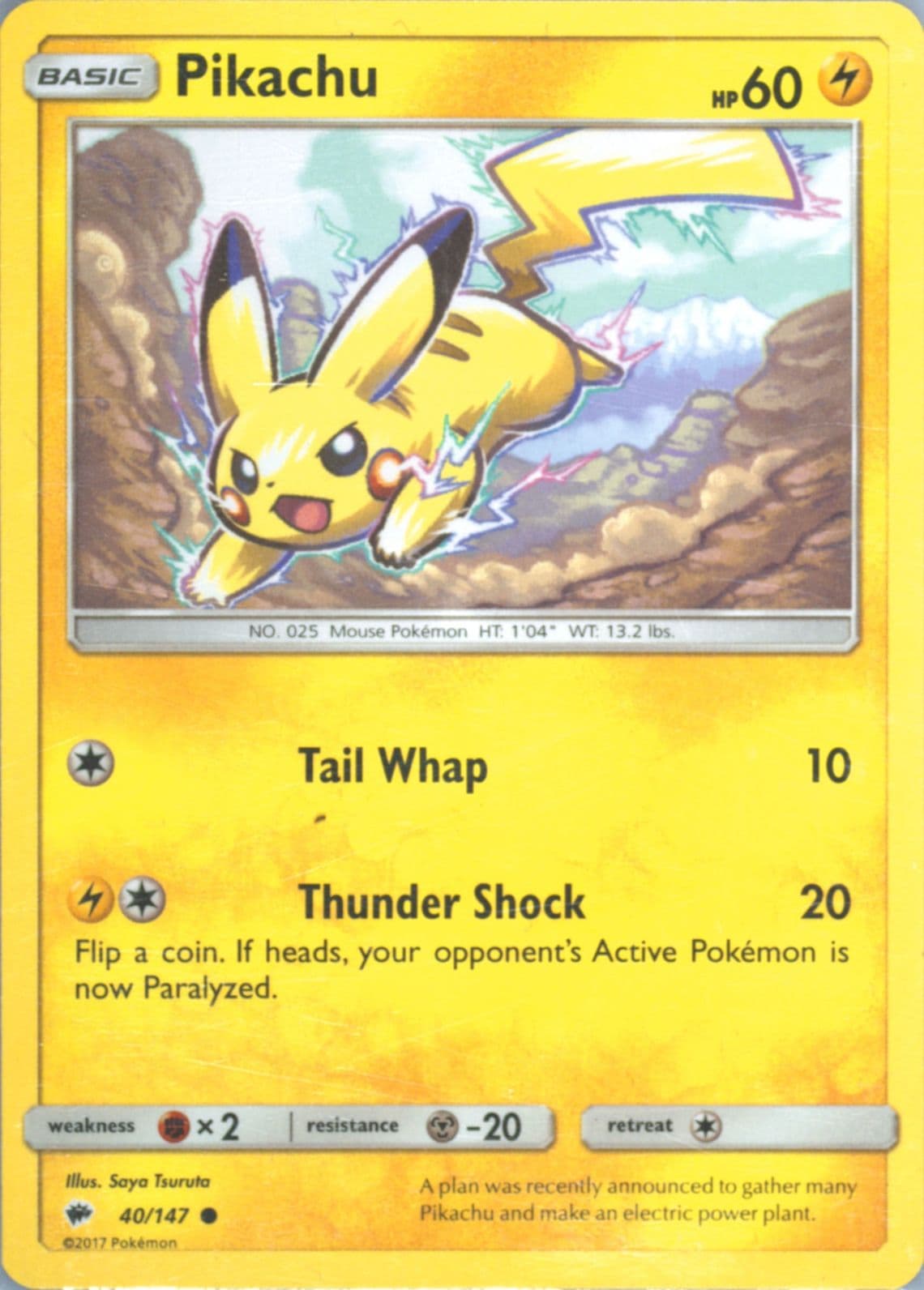 Pikachu (40) 2017 Pokemon Sun & Moon Burning Shadows