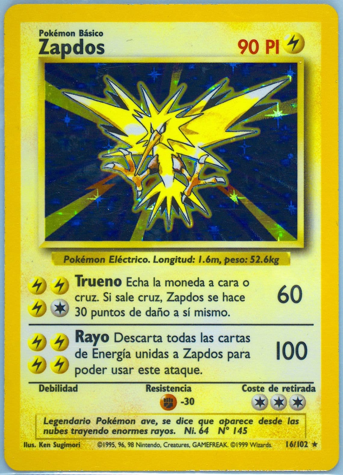 Zapdos-Holo (16) 1999 Pokemon Spanish