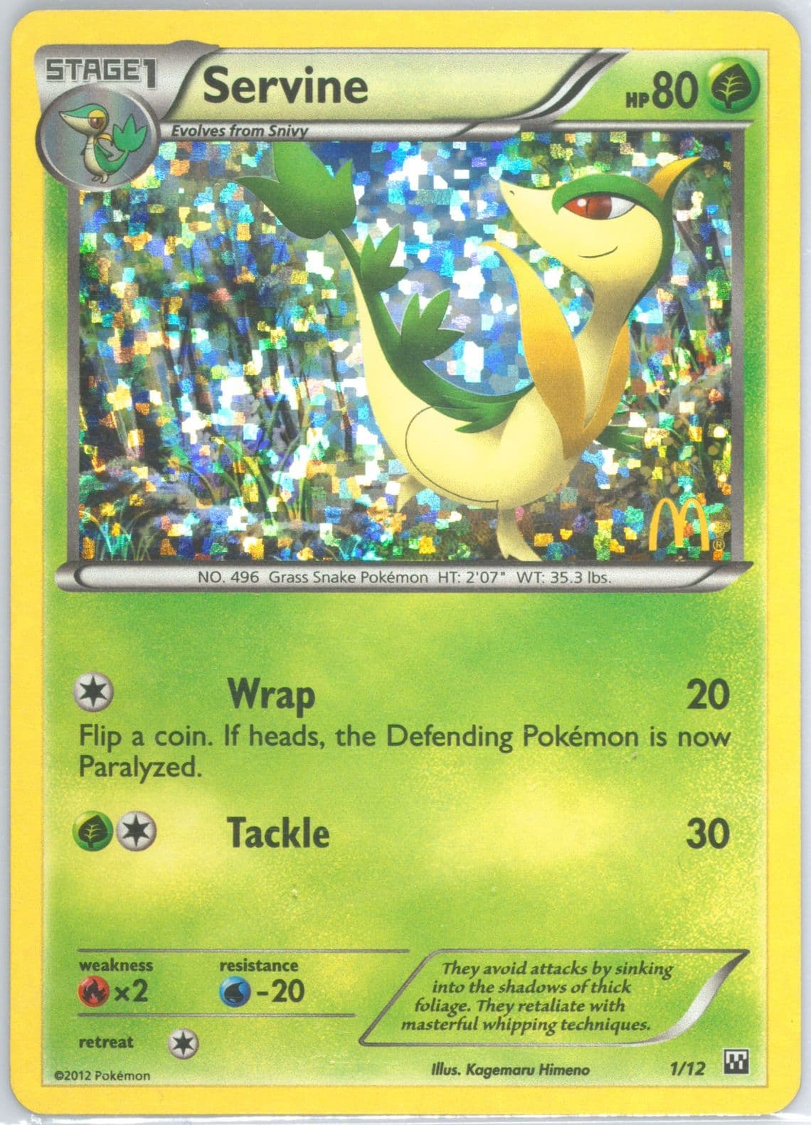 Servine-Holo (1) 2012 Pokemon McDonald's Collection