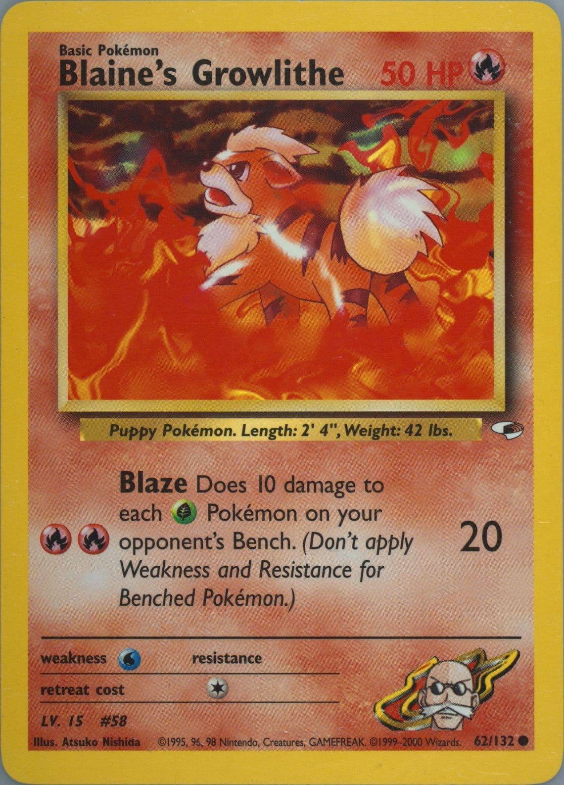 Blaine's Growlithe (62) 2000 Pokemon Gym Heroes
