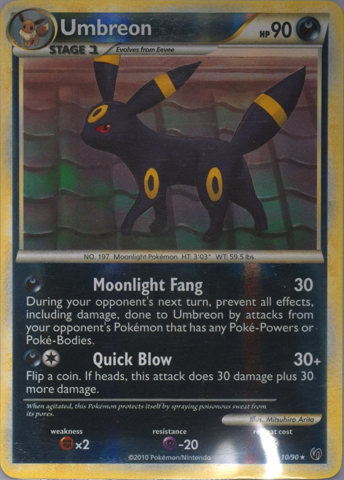 Umbreon-Reverse Foil (10) 2010 Pokemon Heartgold & Soulsilver Undaunted