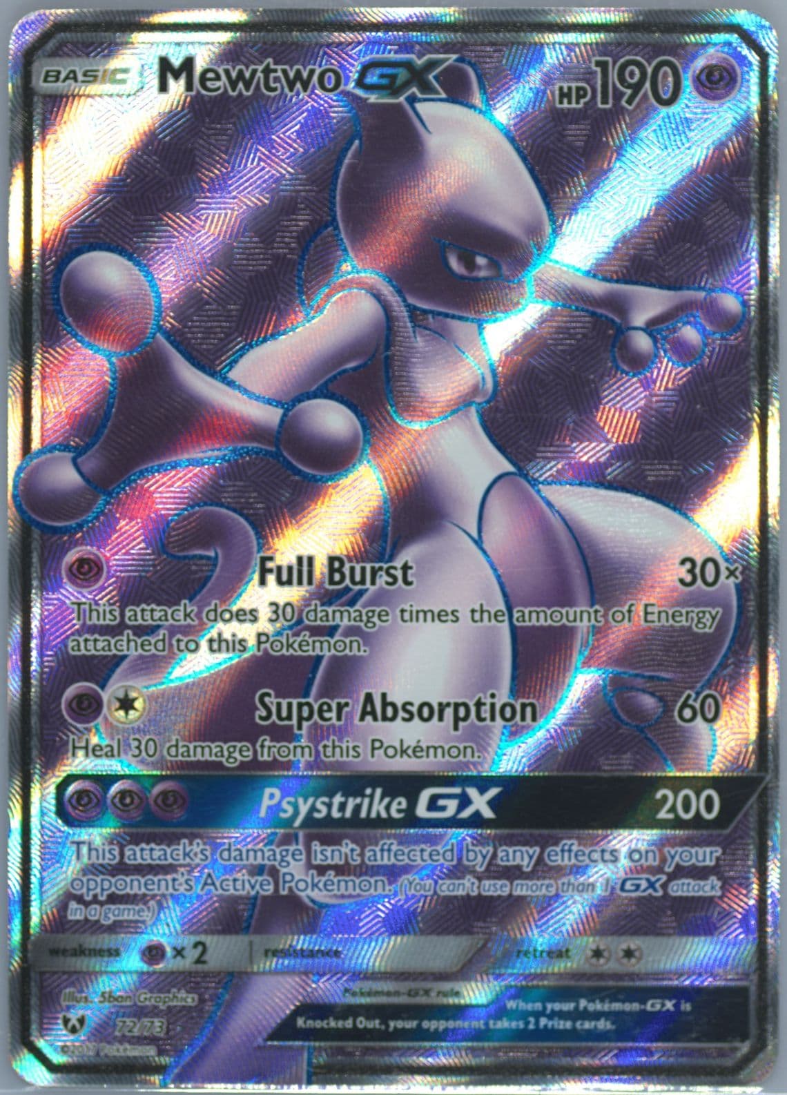 Full Art/Mewtwo GX (72) 2017 Pokemon Sun & Moon Shining Legends