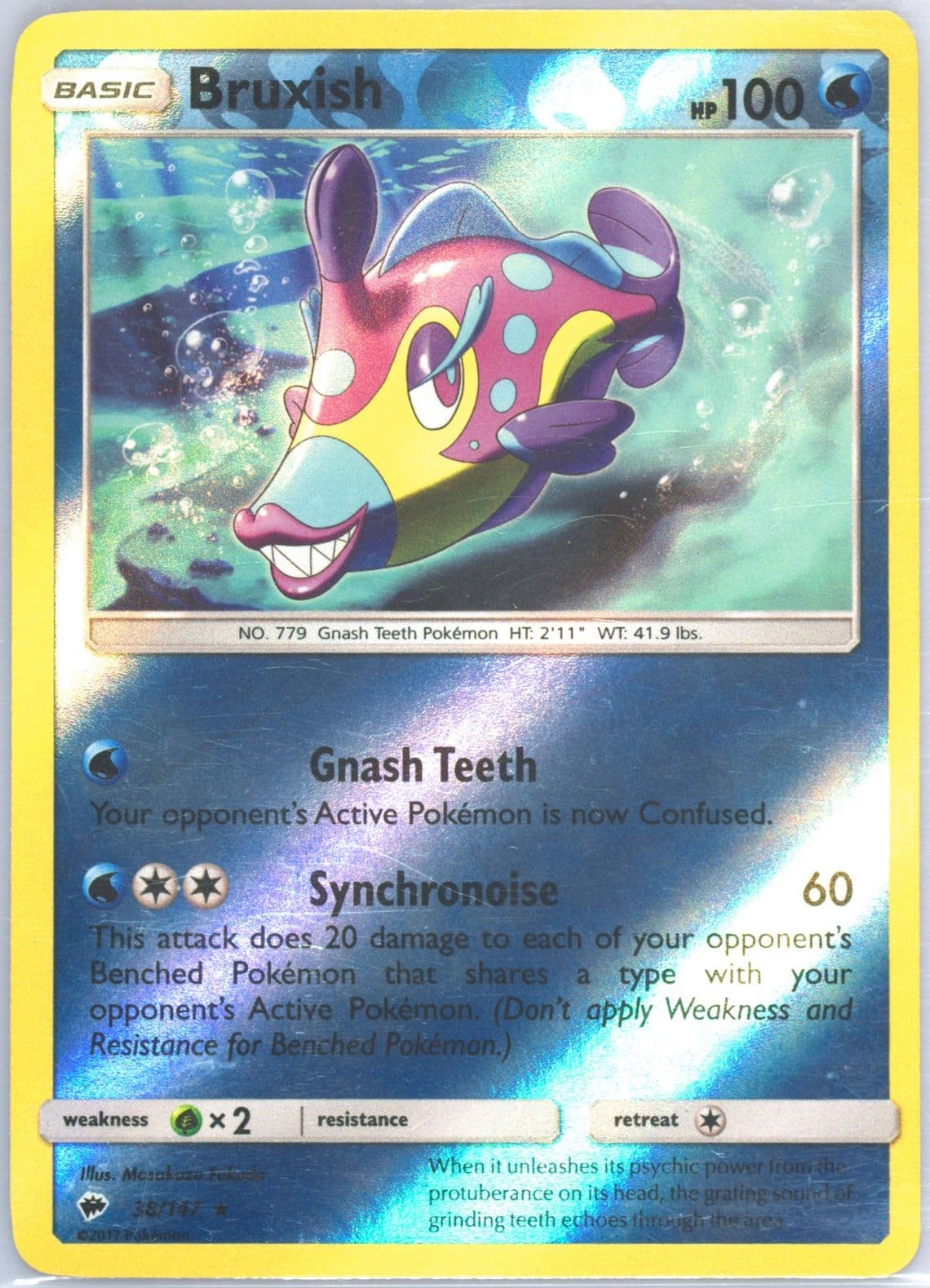 Bruxish-Reverse Foil (38) 2017 Pokemon Sun & Moon Burning Shadows