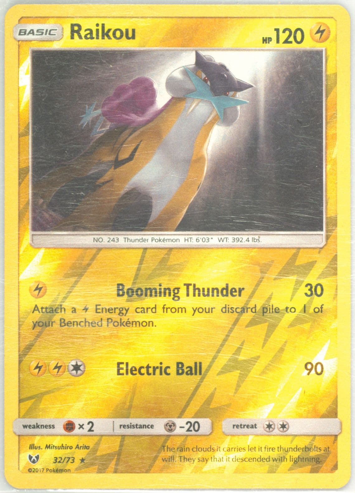 Raikou-Reverse Foil (32) 2017 Pokemon Sun & Moon Shining Legends