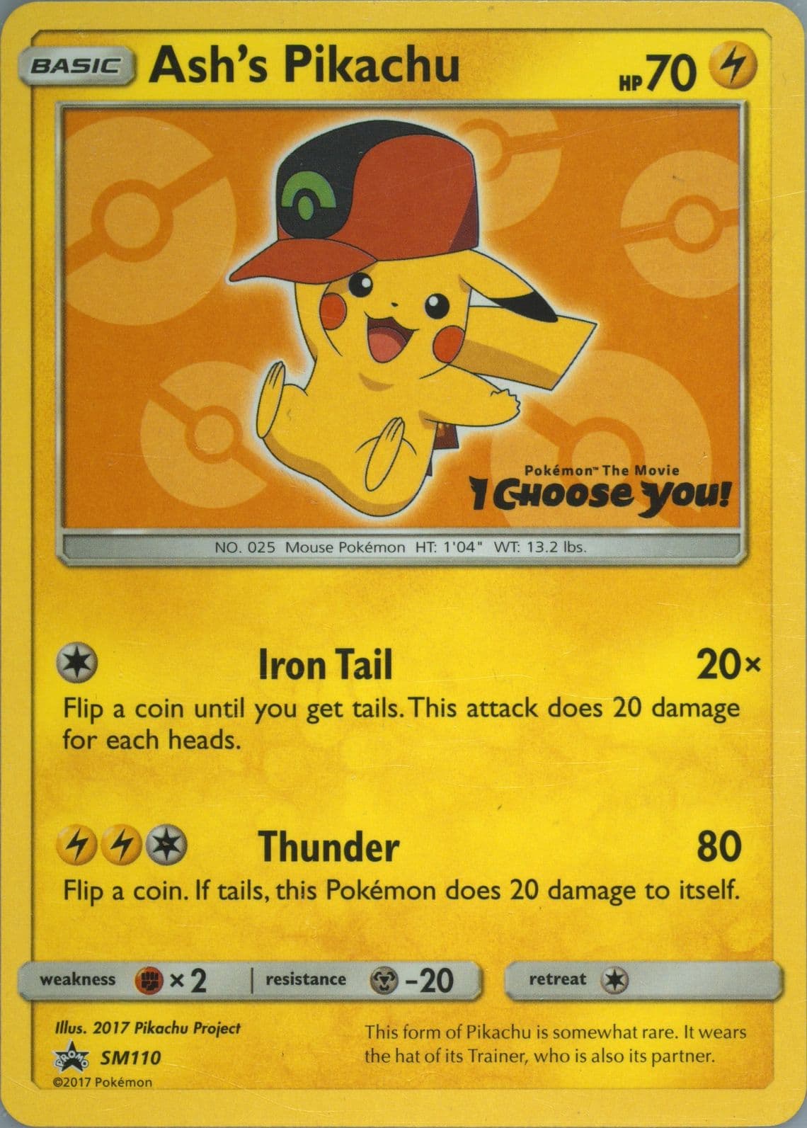 Ash's Pikachu I Choose You! (SM110) 2017 Pokemon SM Black Star Promo