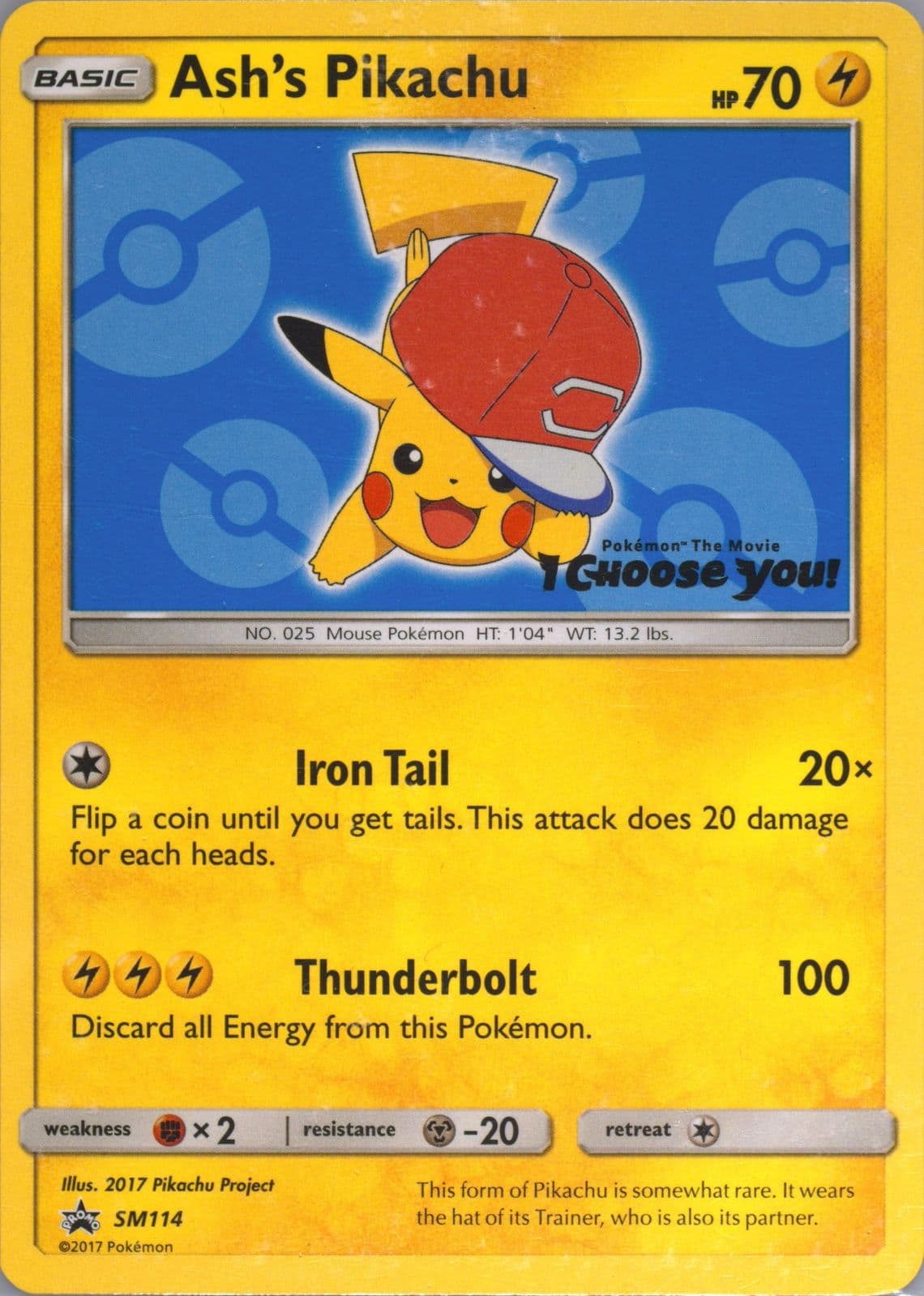 Ash's Pikachu I Choose You! (SM114) 2017 Pokemon SM Black Star Promo