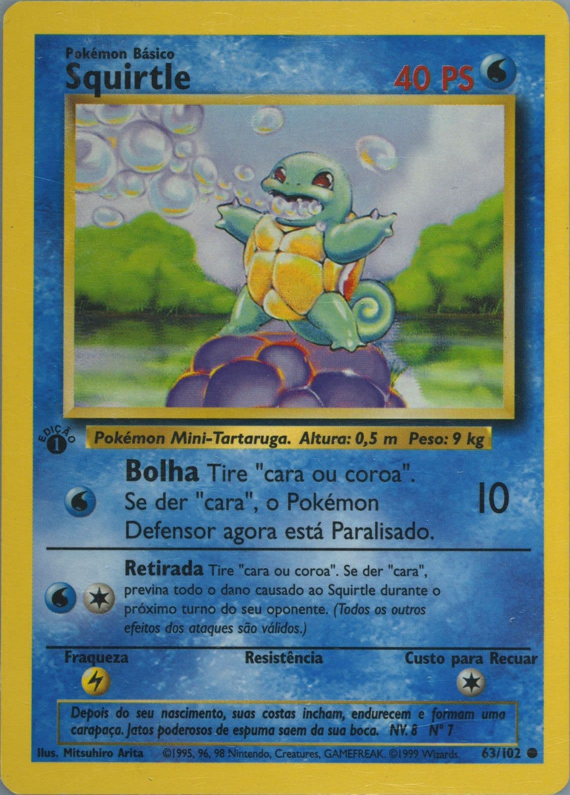 Squirtle 1st Edition (63) 1999 Pokemon Portuguese