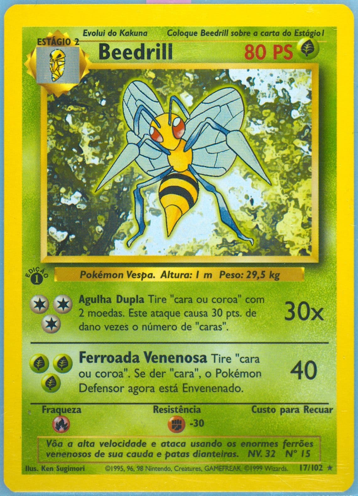 Beedrill 1st Edition (17) 1999 Pokemon Portuguese