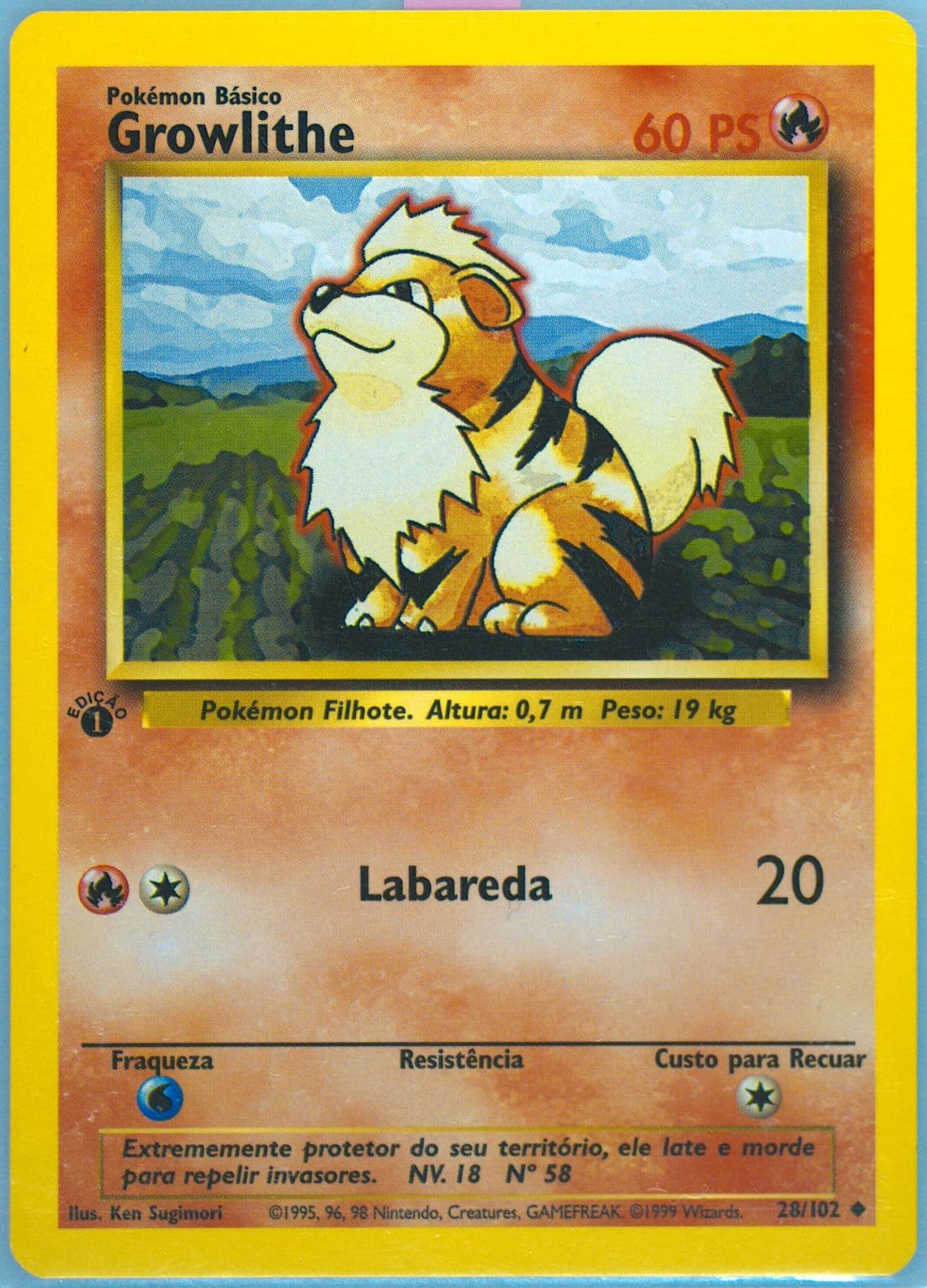 Growlithe 1st Edition (28) 1999 Pokemon Portuguese