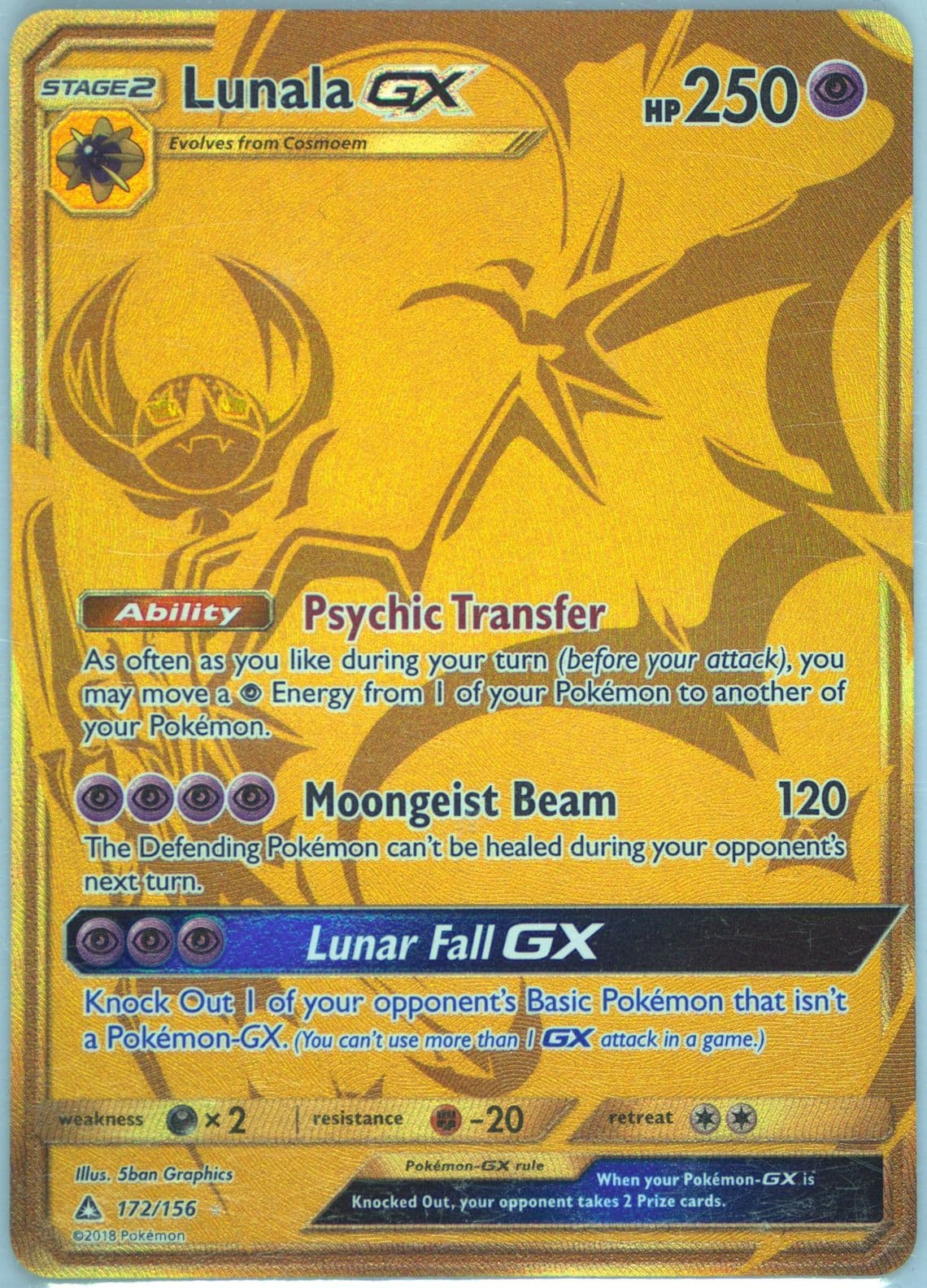 Full Art/Lunala GX Secret (172) 2018 Pokemon Sun & Moon Ultra Prism