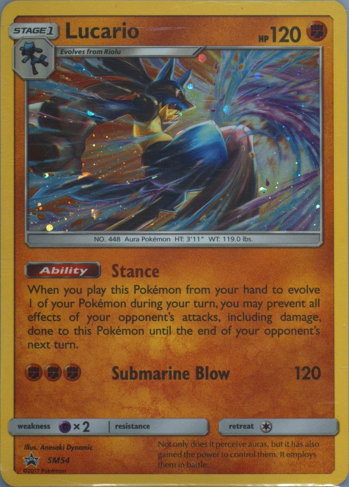 Lucario-Holo Crimson Invasion Three Pack Blisters (SM54) 2017 Pokemon SM Black Star Promo